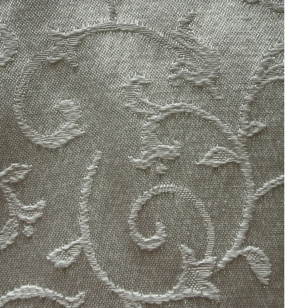 Lenox Bright White Damask Large Rectangle Tablecloth Rope Hem 116